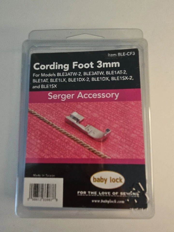 Baby Lock Cording Foot 3mm Ble-cf3 Serger Accessory