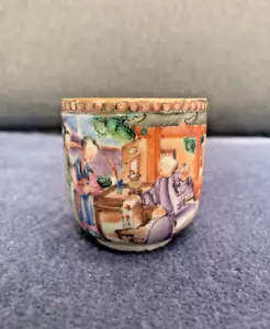 More details for antique chinese qing export famille rose porcelain tea cup