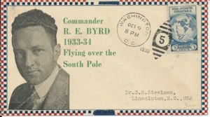 733-15 3c Byrd ; ROESSLER Cachet of Byrd in Black and Green on Checkered FDC. - Picture 1 of 1