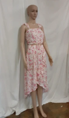 No Boundaries Juniors Top/Wrap Skirt Floral Pinks Size S(3-5) - Image 1 of 4