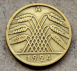 Germany 1924 A....10 Reichspfennig Aluminum...Bronze Coin Berlin Mint - Picture 1 of 2