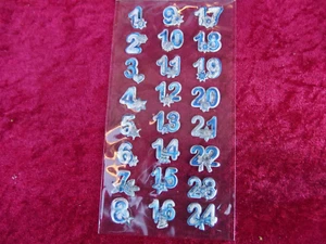Hobby Fun - Softy Sticker - Adventszahlen von 1 - 24 in silber + blau - 1,8 cm - Bild 1 von 2