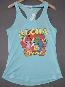 Disney Hawaii Stitch Tank Top Women's 2XL Blue Sleeveless Shirt Aloha - Picture 1 of 8