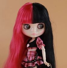 Nude Blythe Doll 12" Joint Body Shiny Face White Skin Black Red Hair BJD Toy DIY