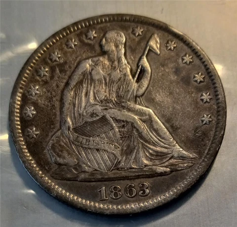 1863-S Seated Half in original XF condition-nice--see pic Cover