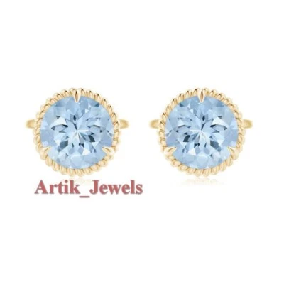 Natürlich Blau Topas Edelstein Mit 14K Vergoldet Silber Manschettenknopf #1118 - Bild 1 von 4