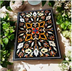 30"x24" black Marble Table Top inlay Pietra Dura coffee side table home decor - Picture 1 of 3