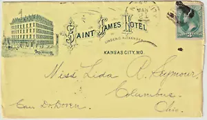 SAINT JAMES Kansas City MO illust advt Hotel cover yellow cover 1870's (g388) - Picture 1 of 2