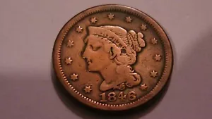 Moneda de pelo trenzado cabeza libertad centavo grande 1846 limpia pequeña fecha cerrada 6 - Imagen 1 de 16