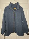 Vintage Earth Ragz Blue Woven Thick Blanket Zip Neck Pullover Sweater Jacket L