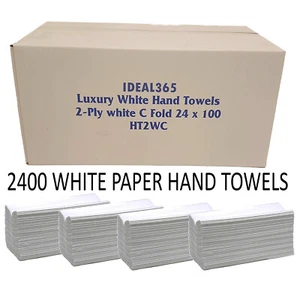2400 Luxus Qualität 2-lagig weiß C-Faltung Papier Trocknen Handtücher/Servietten - Bild 1 von 11