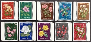 Macau 1953 Sc# 372-381 postfrisch 10er Set postfrische Briefmarken indigene Blumen - Bild 1 von 2