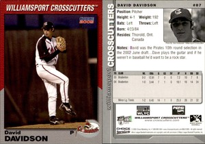 David Davidson 2005 Choice Williamsport Crosscutters #07 Card *AutographDen*