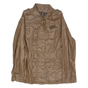 BARBOUR International Womens Trench Jacket Brown Linen UK 10 - Picture 1 of 6