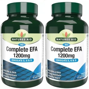 2 x NATURES AID COMPLETE EFA 1200mg OMEGA 3, 6 & 9 90 TABLETS VITAMINS Exp 2025 - Picture 1 of 10