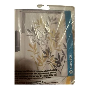 NWOT iDesign Fabric Gray and Yellow Leaf Shower Curtain - Picture 1 of 3