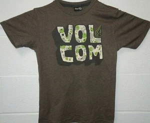 Volcom Stone X Michael Sieben Camo Logo Skate Ski T Shirt Youth Large Brown EUC - Picture 1 of 11