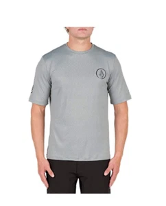 NEW Volcom boy youth LARGE Distortion Short Sleeve Rashguard gray t shirt - Picture 1 of 4