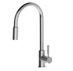 New Brushed solid stainless steel kitchen mixer pull out spray function NO LEAD - Picture 1 of 7