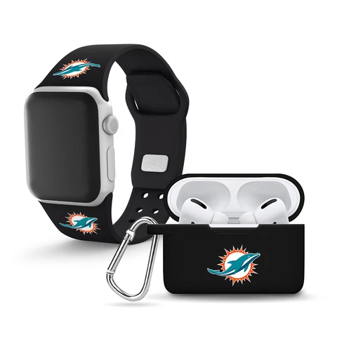 Game Time Miami Dolphins Apple Compatible Watch Band And Airpods Pro Case Cover Cover