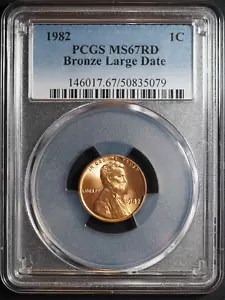 MS67RD 1982 Large Date Modern Lincoln Cent PCGS Graded & Slabbed #5079 - Picture 1 of 4