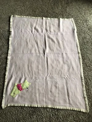 Classic Pooh "Winnie the Pooh" Pink Satin Trim Baby Blanket Lovey  (46 x 35) VTG - Image 1 of 4