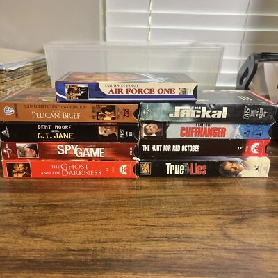 VHS Lot of 9 Action - Air Force One, Cliffhanger, Hunt For Red October + More!!! - Image 1 of 4