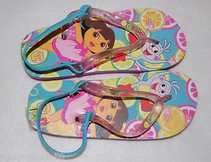 Toddler Girls Flip Flops DORA EXPLORER & BOOTS Ankle Strap SIZE M 9-10 L 11-12 - Picture 1 of 1