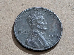 RARE ~ 1943 Silver Steel Lincoln Wheat Penny, no mint mark. Circulated Ungraded  - Picture 1 of 2