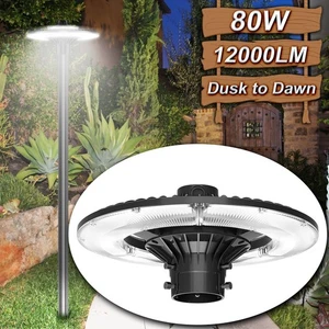 80W LED Post Top Light Fixture 5000K Dusk To Dawn Street Circular Area Lighting - Picture 1 of 12