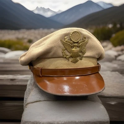 Vintage WW2 US USAAF Army General Officers Pilot Crusher Visor Hat Cap Sz: 7-1/4 - Image 1 of 4