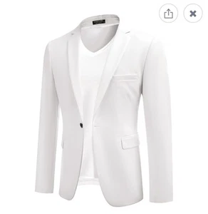 Coofandy Casual Regular Fit Lightweight Linen Blazer White XXXL - Picture 1 of 2