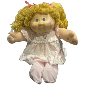 Muñeca vintage Cabbage Patch Kids 1982 Coleco rubia pelo tostado rosa lazos vestido rosa - Imagen 1 de 7