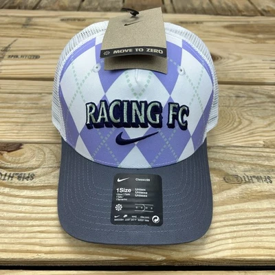 Nike Racing Louisville FC Trucker Hat NWSL Argyle Mesh Back White Purple OSFM - Image 1 of 4