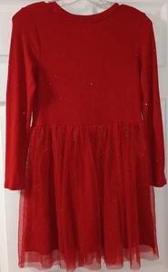 Cat & Jack kleines Mädchen Kleid rot Glitzer Größe L (10/12) Langarm - Bild 1 von 5