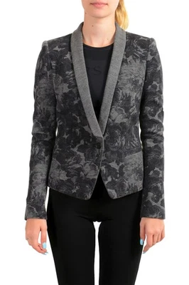 Blazer Just Cavalli Para Mujer Gris Estampado Floral 100% Lana Un Botón EE. UU. S IT 40 Foto 1 de 4