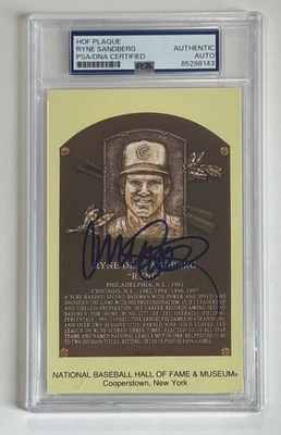 Ryne Sandberg Autograph Signed Hall Of Fame Plaque Postcard - PSA/DNA - Image 1 of 2