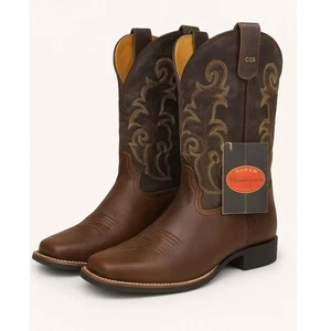 Roper Herren Sidewinder CCS Cowboystiefel Größe 12EE Leder Braun Neu mit Etikett - Bild 1 von 13