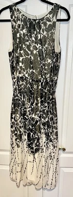 Talbots Dress Floral Ombre Dress Black White Florals Career Wedding Size 14 - Image 1 of 4