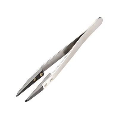 Precision Ceramic Tweezers Heat Resistant Anti-Static Straight Round Foto 1 de 4