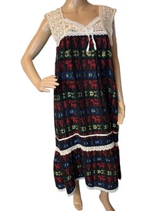 Vintage mexikanisches Kleid Spitze & Webstoff Design Esel & Mann Stamm Guatemala - Bild 1 von 7