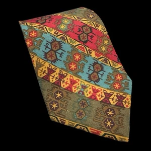 Mayan Huipil Print Silk Club Men’s Tie - NWT - 58” - Picture 1 of 7