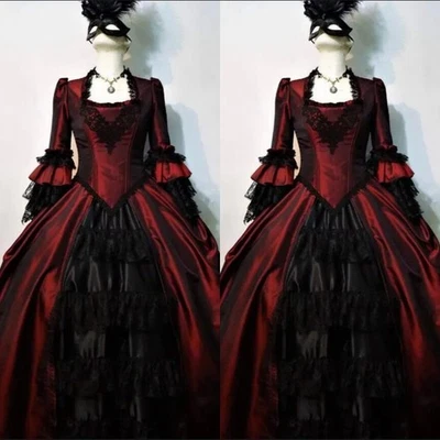Victorian Gothic Vintage Quinceanera Dresses Satin Lace Vintage Prom Party Gowns - Image 1 of 4