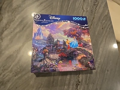 Quebra-cabeça Thomas Kinkade Cinderella Wishes Upon A Dream 1000 peças novo Ceaco Disney - Imagem 1 de 4