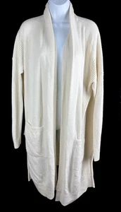 Women's Vince Ivory Wool Cashmere Side Slit Long Cardigan Sweater Size XS - Picture 1 of 5