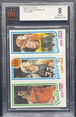 1980-81 Topps #98 47 Scott May Jack Sikma Larry Bird RC Rookie CELTICS BVG 8 - Image 1 of 2