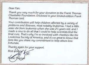 FRANK THOMAS - 1993 Leaf FRANK THOMAS CHARITABLE FOUNDATION - 06135/50000 - Picture 1 of 3