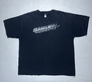 Vintage Oakley Center Logo Short Sleeve Shirt 2XL RARE Y2K Black Essential - Picture 1 of 6