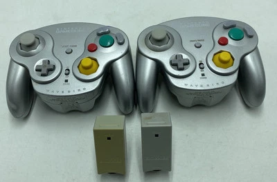 2 OEM Nintendo Gamecube Wavebird Wireless Controllers W/ Receivers, Tested - Image 1 of 4