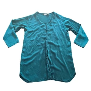 Victoria's Secret Vintage 100% Silk Emerald Sleep Pajama Top Women's Size Medium - Picture 1 of 7